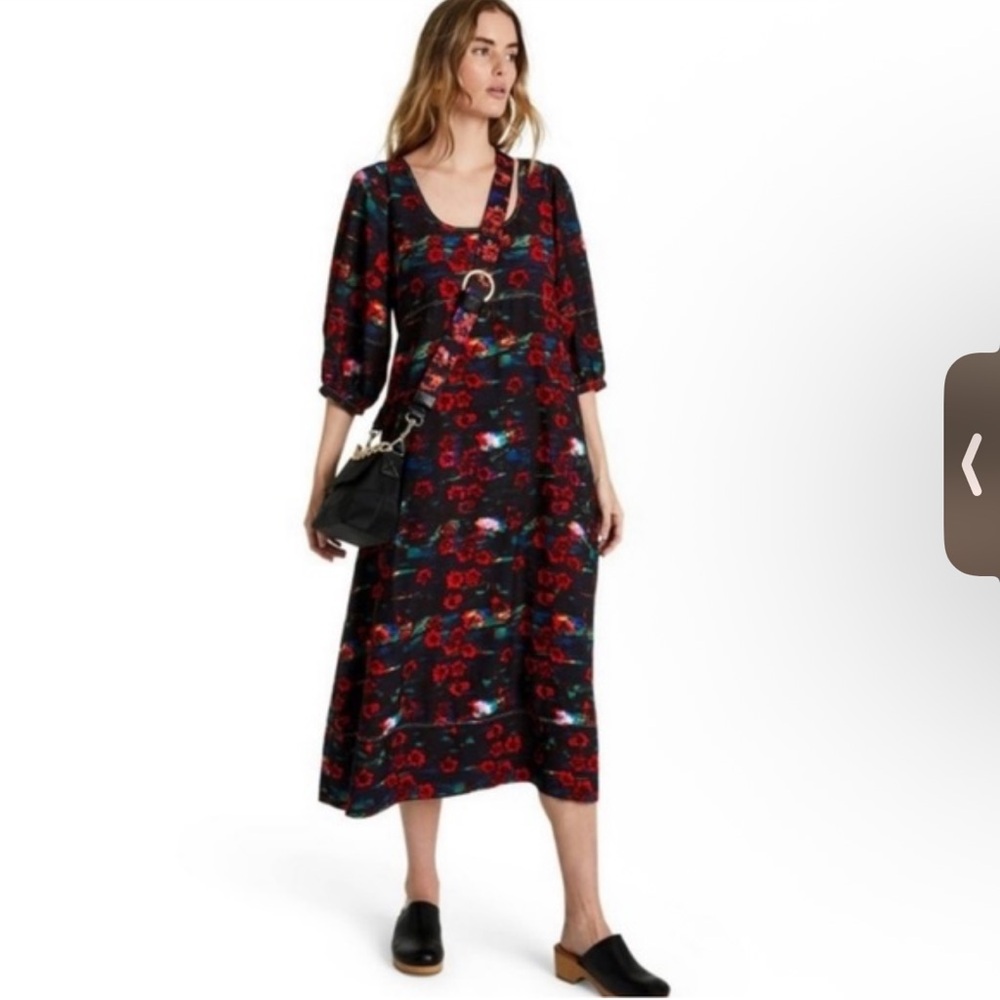 Rachel Comey x Target Floral Black Dress with Balloon Sleeve